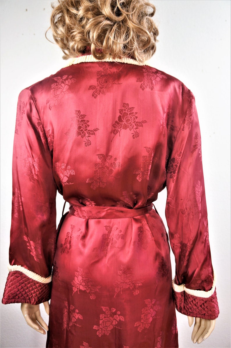1940's Elegant Wine Robe Sz Small / 40s Vintage Silk | Etsy