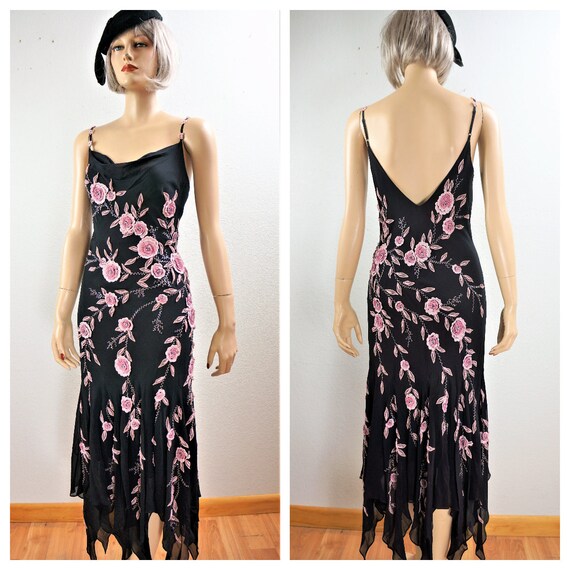 Halloween 20's 30's Silk Gown - Silk Slip Dress -