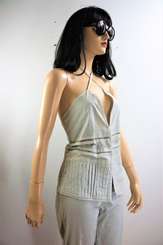 70's 2 Pc Summer Pant Suit - India Cotton Dress Su