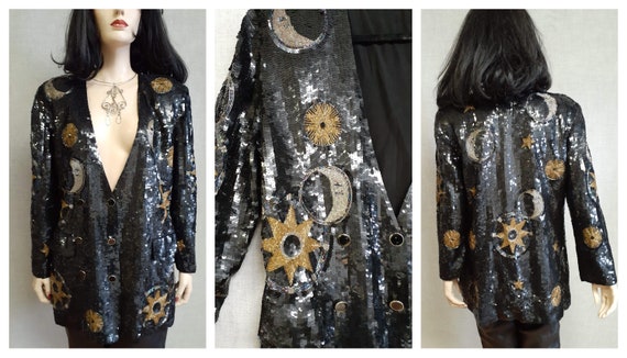 Designer Ooak Silk Sequin Jacket -Double Breasted… - image 9