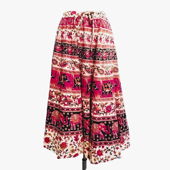 True Vintage 60s India Batik Wrap Skirt, 70s Bloc… - image 4
