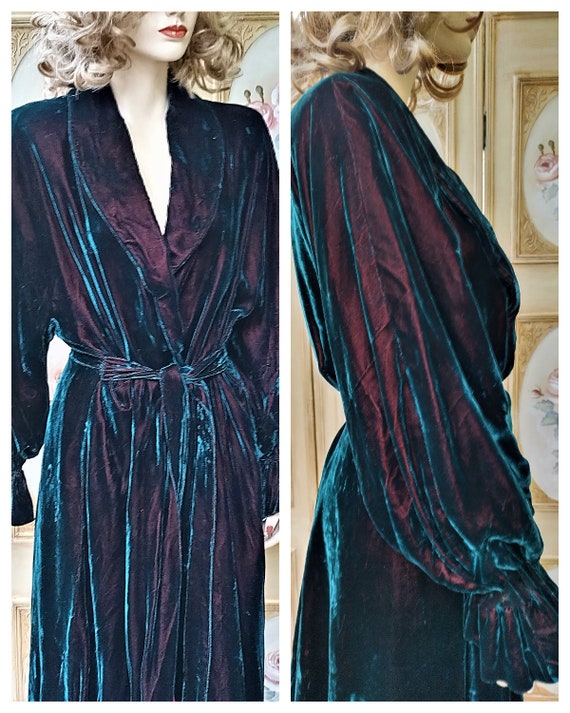 Antique Victorian French Silk Velvet Housecoat Ro… - image 8