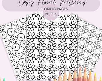 Frühling Ausmalbilder für Erwachsene. Entspannende, mutige und einfach druckbare PDF-Blumenmuster.