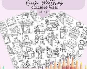 Buch Schnittmuster Ausmalbilder. Druckbares PDF für Erwachsene Buchliebhaber und Bücherwurm.