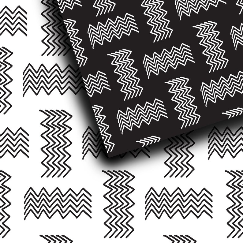 Wrapping paper. Black and white hand drawn seamless pattern. | Etsy