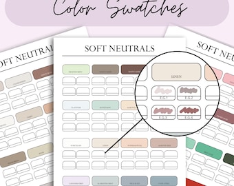 Druckbare Farbpalette mit neutralen Farben. Test und Label PDF Sheets für Marker und Buntstifte.