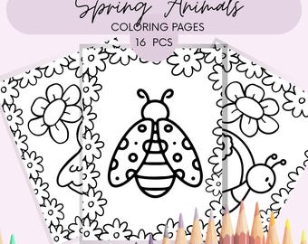 Frühling Malvorlagen für Kinder. 16 druckbare April Aktivität PDF Malvorlagen.