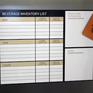 Man Cave Beverage Inventory, Lista napojów do ścierania na sucho, Tracker alkoholu i piwa, Prezent dla niego, Prezent świąteczny dla mężczyzn