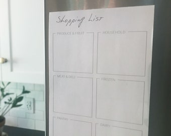 Weekly Grocery Shopping List Notepad / Modern Grocery List / Simple Market List / Magnetic Tear Off Grocery Shopping List