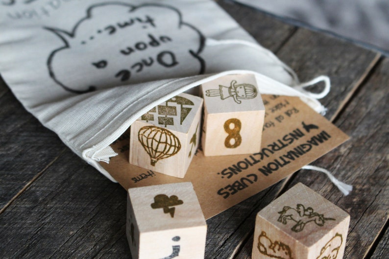 Kids Imagination Cubes Dice Story Gift Set, Travel Story Cubes, Dice Game, Bedtime Stories, Kids Unique Birthday Gift, Kids Stocking Stuffer image 1