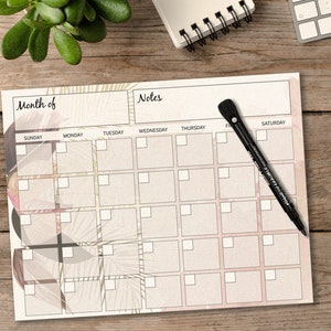 Calendario mensual bohemio de borrado en seco, organizador magnético, planificador mensual de nevera, calendario reutilizable, planificador de nevera