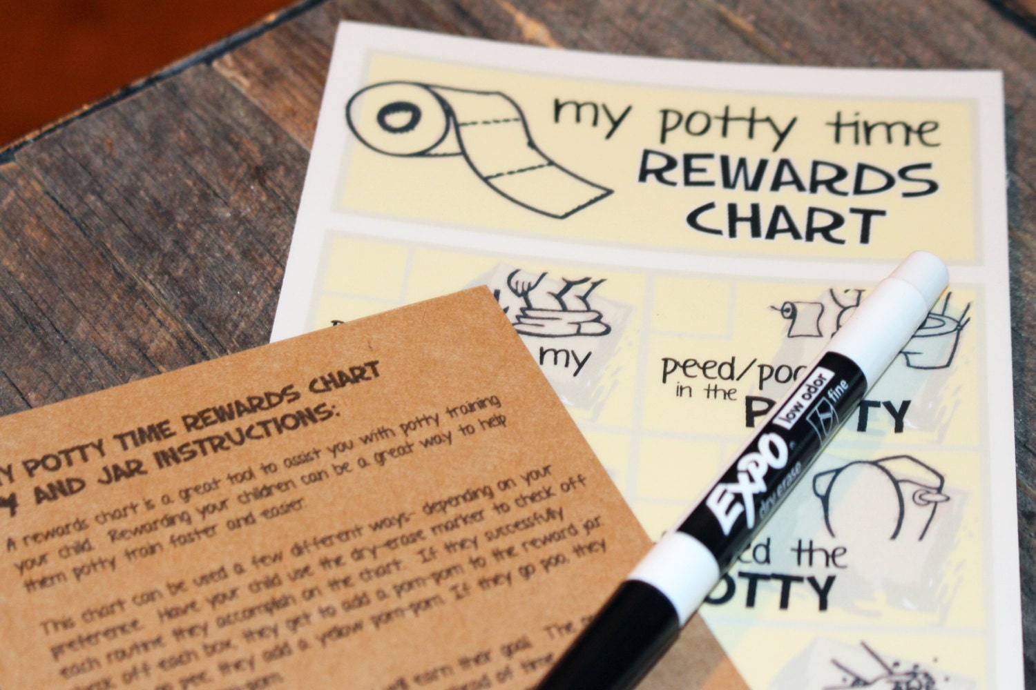 Potty Training Rewards Chart and Rewards Jar, Dry Erase Toilet Training