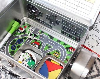 Kids Busy Box – Car and Game Playset, Boys Travel Activity Set, Magnetic Toy Set, Christmas Gift for Boys, Stay-at-Home Toy