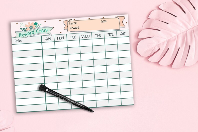 Daily Reward Task Magnetic Daily Tasks Rewards Chart, Customizable Dry Erase Reward Chart ...