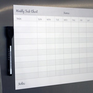 Home School Dry-Erase Task Magnet Chart, Re-usable Weekly Chore Chart, Weekly Chores, Stay at Home Dry Erase Chart, Adult Tasks