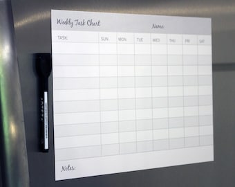 Tabla magnética de tareas de borrado en seco para la escuela en casa, tabla de tareas semanales reutilizable, tareas semanales, tabla de borrado en seco para quedarse en casa, tareas para adultos