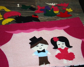 Juego de viaje de princesas de fieltro para niños con estuche de transporte, juego de viaje, juego de fieltro, juego de vestir princesas, regalo de Navidad para niños, regalo de viaje