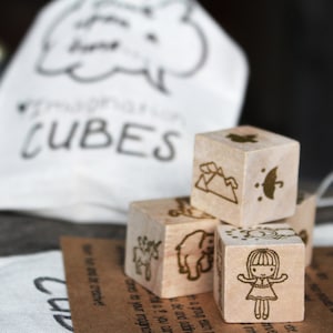 Kids Imagination Cubes Dice Set – Travel Story Dice Game, Bedtime Story Dice, Unique Birthday Gift, Stocking Stuffer, Kids Storytelling Dice