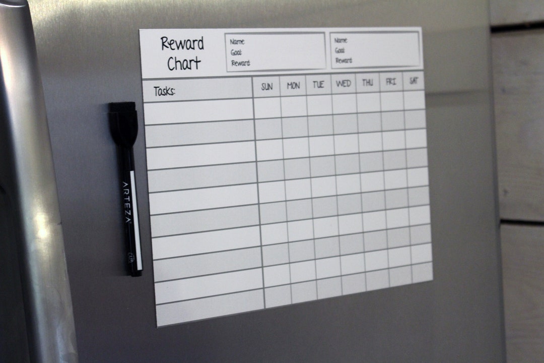 Daily Reward Task Simple Magnetic Daily Tasks Rewards Chart for Two Kids, Customizable ...