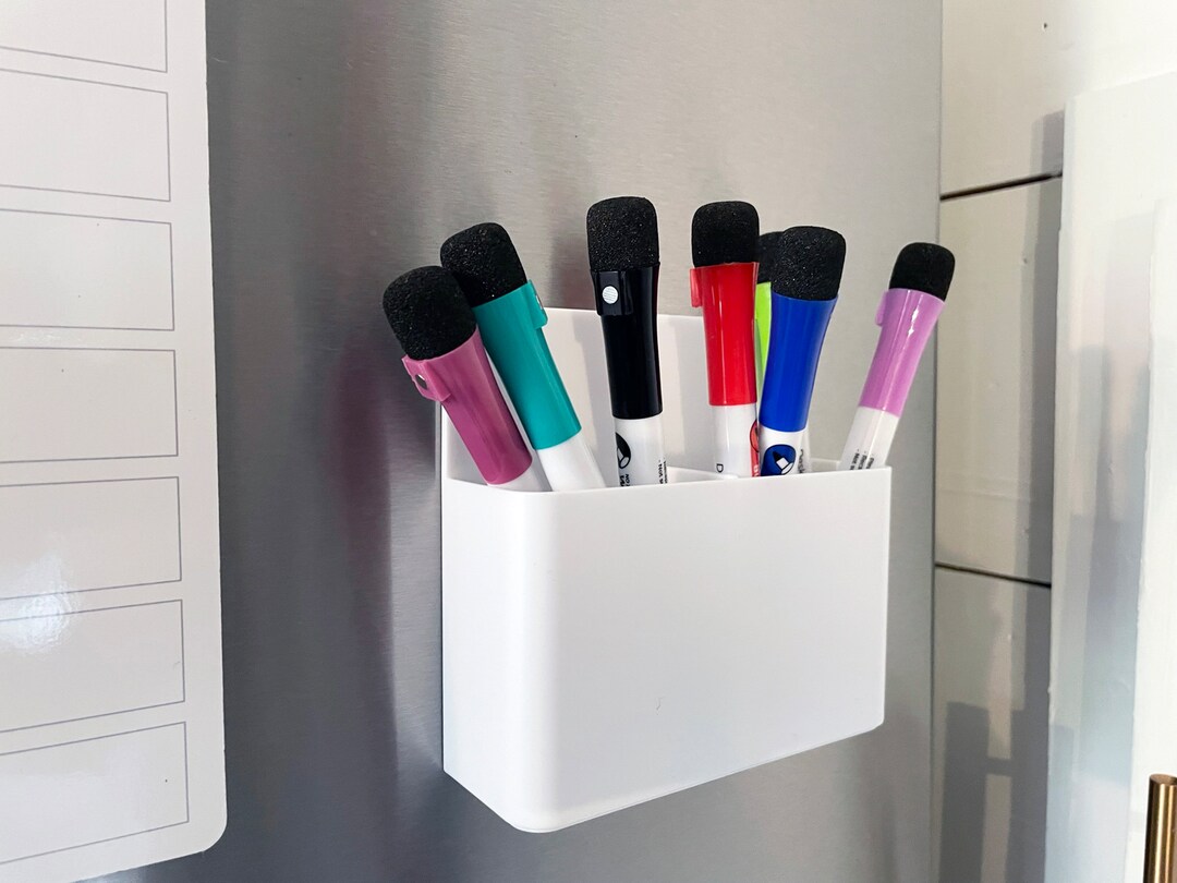White Plastic Pen Holder, Fridge Dryerase Marker Holder, Pen