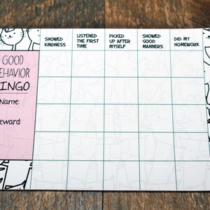 BINGO magnético de buen comportamiento, tabla de recompensas de borrado en seco, recompensa a los niños por buen comportamiento y modales, recompensas de tarea, tabla de recompensas de gatitos para niñas