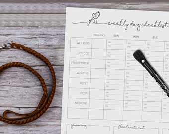 Dry Erase Weekly Dog Planner, Dog Care Checklist, Health & Walking Chart, Reusable Dog Organizer