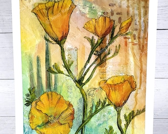 California Poppy - digital 8.5" print