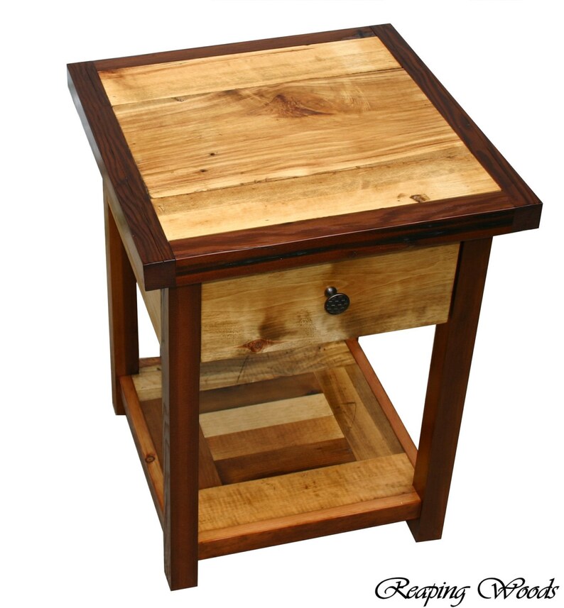 Beautiful TwoTone Reclaimed Antique Barn Red Cedar End Table Etsy