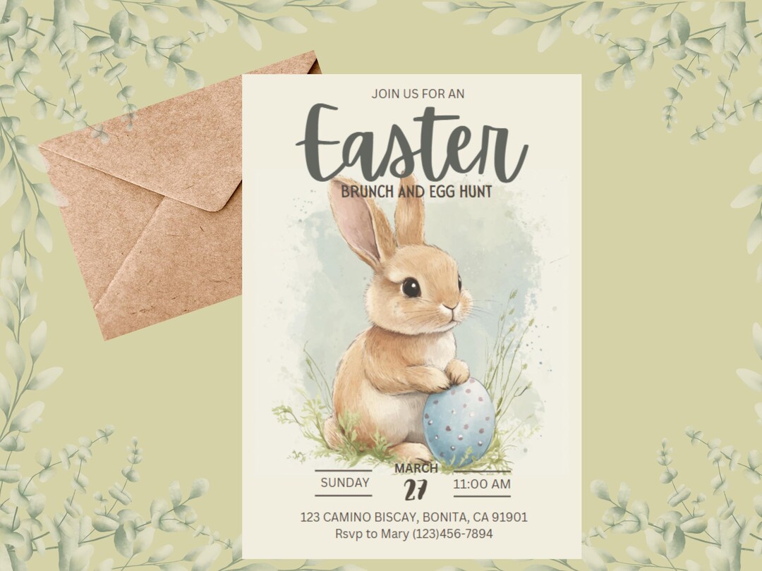 Editable Beautiful Easter Invitation, Printable, Canva Template ...