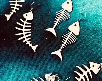 Fish Bone Earrings, Fish Earrings