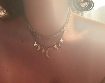 Moon and Star Necklace