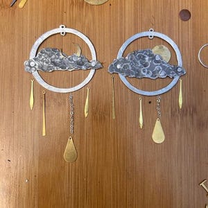 Rainy Day Earrings, Cloud Earrings, Cloud Earrings, Illustrative Earrings, Sun and Moon Earrings, Night Sky Earrings image 2
