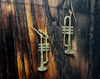 Trombone Earrings, Brass Earrings, Instrument Earrings, Music, Whimsical Earrings, New Orleans