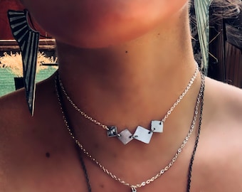 Square Choker, Choker, Boho, Geometric Choker, Diamond Choker