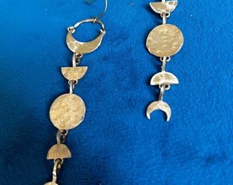 Handmade Boho Moon Phase Earrings, Lightweight Statement Jewelry