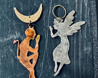 Devil and Angel earrings, Devil Earrings, Angel Earrings, mixed Matched Earrings, Boho, Statement