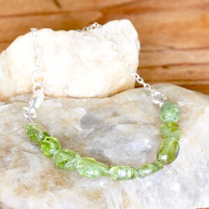 Peridot Bracelet, August Birthstone Bracelet, Natural Peridot Gem Bracelet, Peridot Jewelry, Gift for Mom