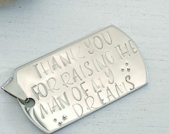 Stainless steel mother in law gift keychain "Thank You for raising the man of my dreams" wedding gift