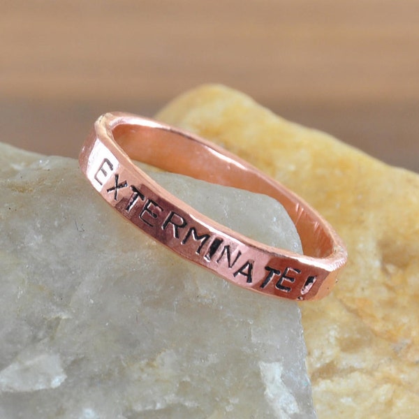 Exterminate! Exterminate! Doctor Who Dalek Hand Stamped Copper Ring