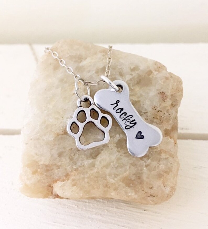 Tiny Dog Bone Necklace Dog Bone Charm Necklace Pet Memorial Etsy