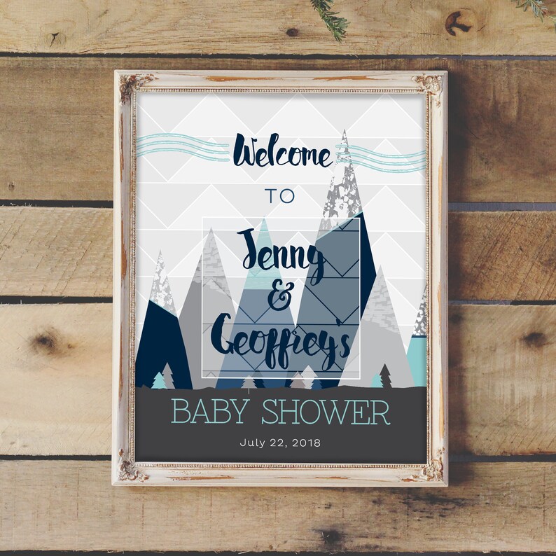 Baby Shower Welcome Sign Baby Shower Decoration Mountain Etsy
