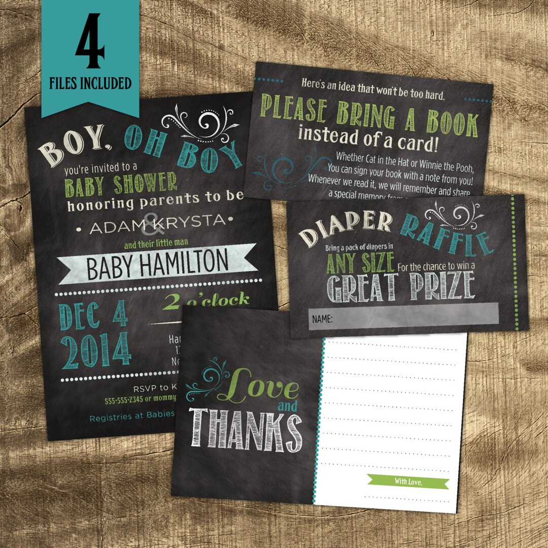 Baby Boy Shower Kit Chalkboard Party Kit Coed Baby Shower Etsy