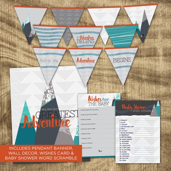 Adventure Theme Shower Decor Baby Boy Shower Decor Party Etsy