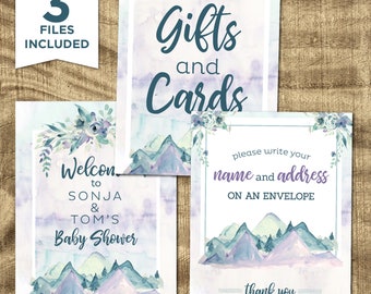 Adventure Baby Shower Kit, Baby Shower Welcome sign, Mountain, Adventure Begins, Adventure Awaits, Gifts table Sign, Baby Shower Decor