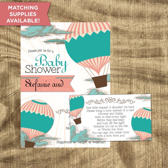 Hot Air Balloon Thank You Card Baby Shower Thank You Bridal Etsy