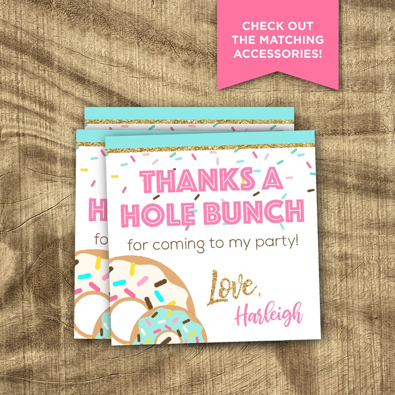1st Birthday Thank You Custom Thank You note Donut Thank You Card Matching Thank You Donut Grow Up Thank You Donut Party Supplies