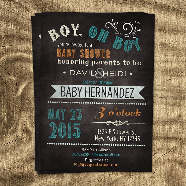Baby Boy Shower Invitation Coed Baby Shower Invitation Etsy