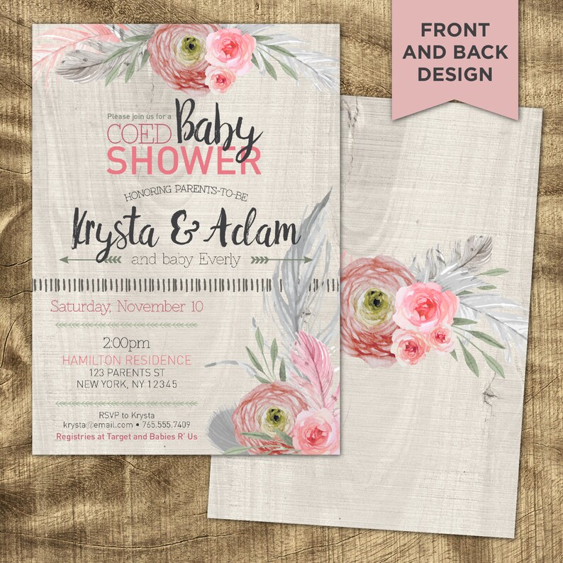 Boho Baby Shower Invitation Baby Girl Shower Invitation Etsy
