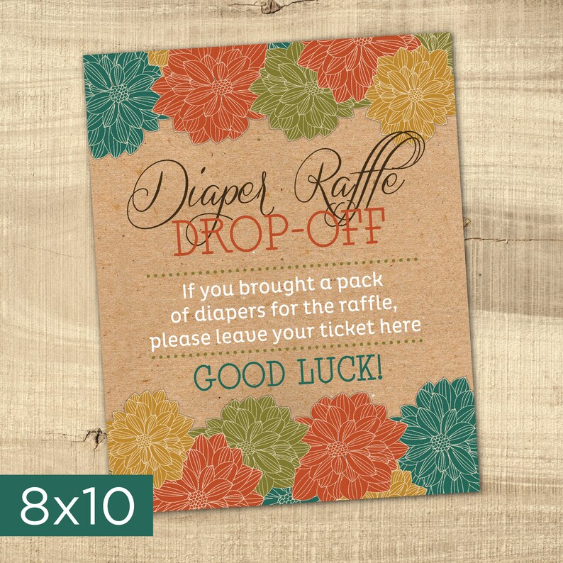 Diaper Raffle Dropoff Sign Baby Shower Sign Baby Shower Etsy