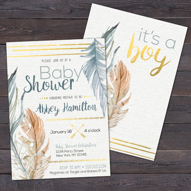 Bohemian Baby Shower Invitation Boho Baby Boy Shower Invite Etsy